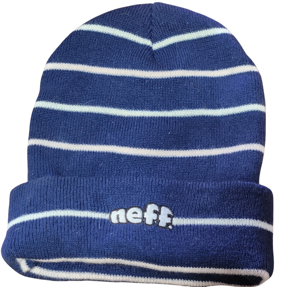 Neff blue & white striped beanie Skate Snowboarding Beanie OSFM‎